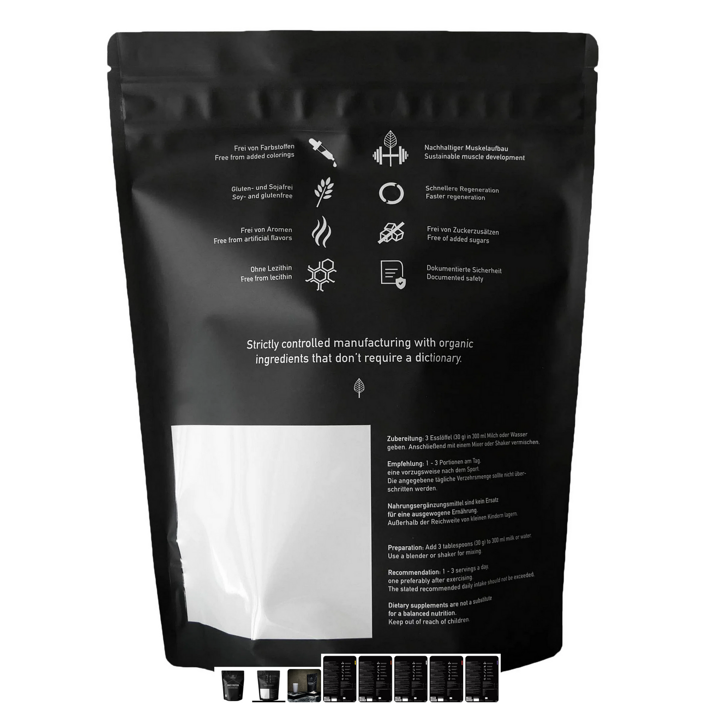 Orgainic Whey Proteinpulver Erdbeer von grasgefütterten Kühen 1kg Beutel