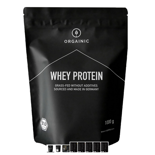 Orgainic Whey Proteinpulver Blaubeer von grasgefütterten Kühen 1kg Beutel